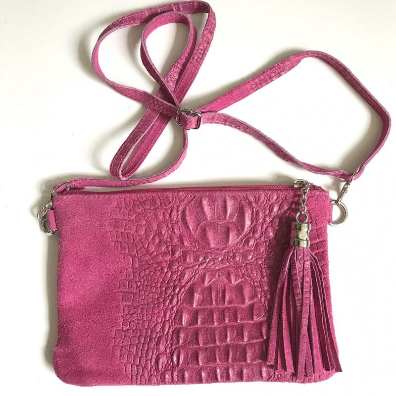 Croco clutch rosa