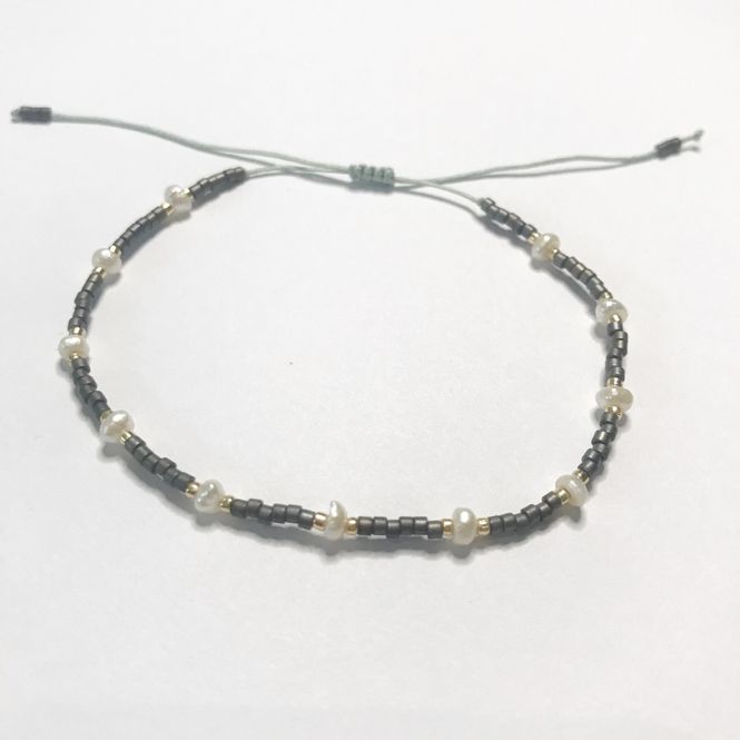 Hovedbilde Miniperle armbånd grå